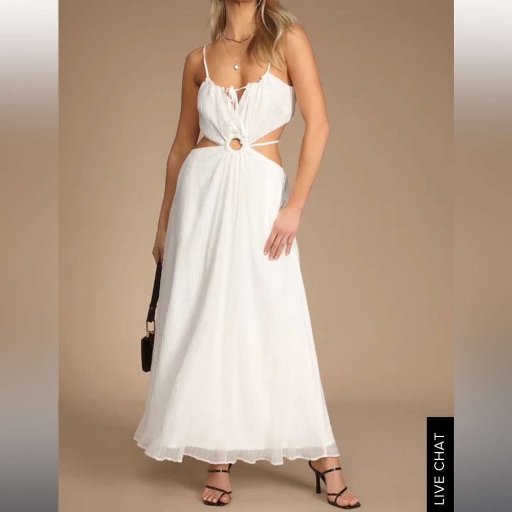 Lulus White Cut-out Maxi Dress with Pockets- Size XSmall
